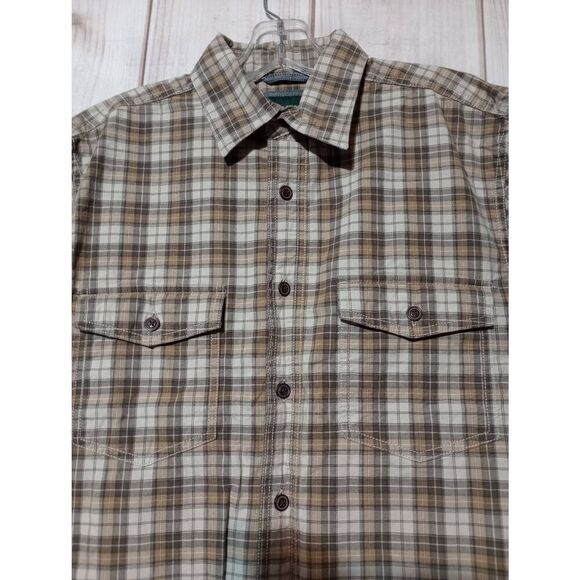 Outdoor Life Shirt Men's Small Brown Plaid Button Front Long Sleeve - Picture 3 of 7